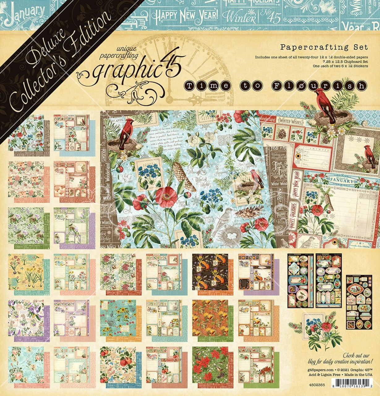 Graphic 45 Deluxe Collector's Edition Pack 12"X12"-Time To Flourish